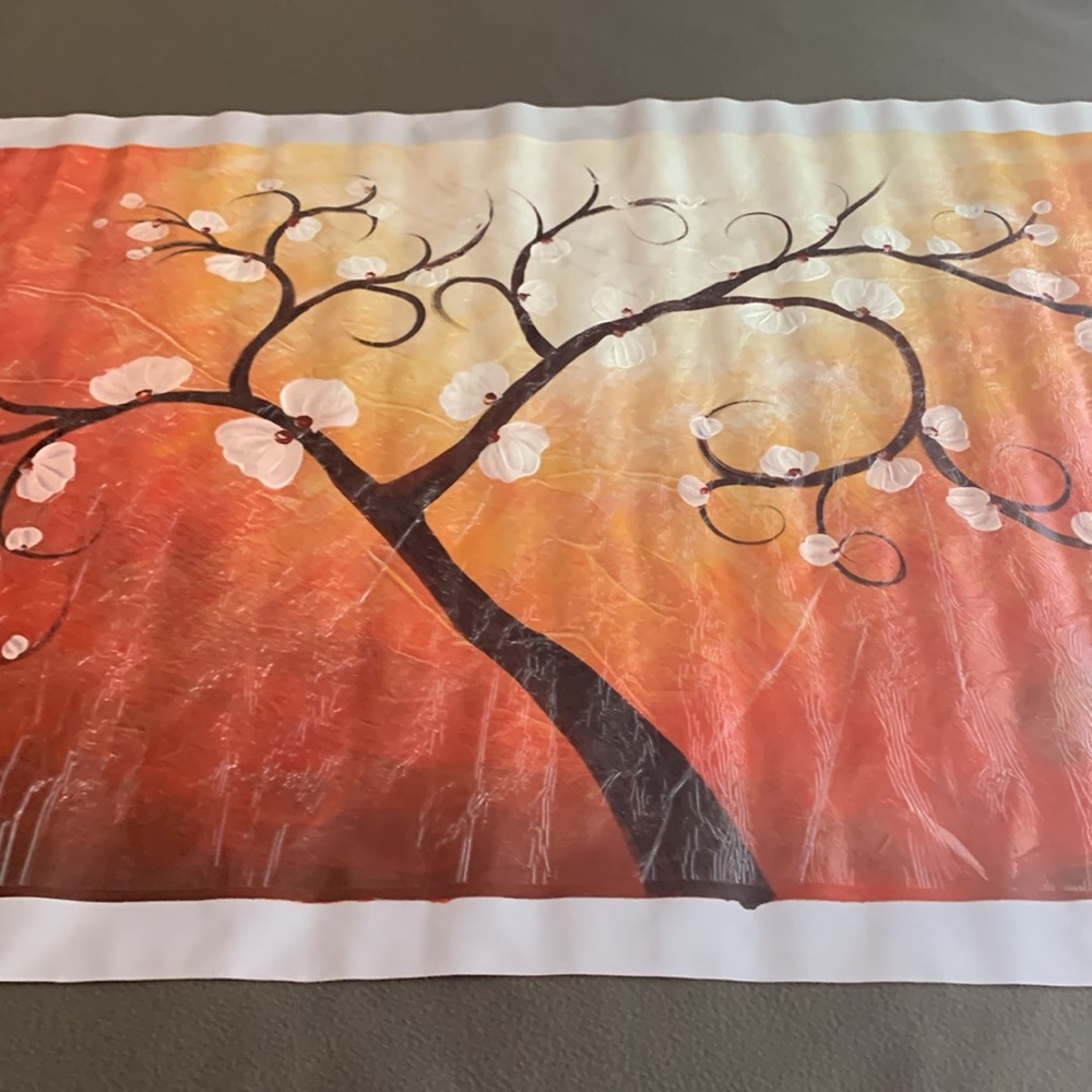 Gorgeous flowering tree original oil painting. Approximately 47 3/4” x 24 1/4” - Picture 3 of 4